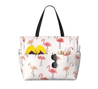 QPIPGER Flamingo. Bolsa de viaje grande para playa, impermeable, a prueba de arena, con bolsillos con cremallera