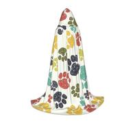QPIPGER Lindo disfraz colorido de huellas de perro, disfraz de Halloween, capa con capucha para hombres y mujeres, fiesta, cosplay, mago, bruja, vikingo, bata L