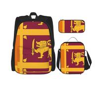 QPIPGER Mochila casual con estampado de bandera de Sri Lanka con lonchera térmica y juego de bolsa para lápices, bolsa Oxford 3 en 1