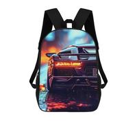 QPIRINMEX coche deportivo Mochila Escolar Para Niños Mochilas Primaria Mochila Con Estampado De Science Fiction Bolsa De Viaje Portátil Con Deportivos De Gran Capacidad 17inch