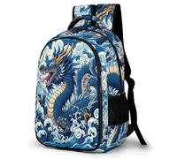 QPIRINMEX Mochilas Mochila Escolar Para Niños Mochila Escolar Mochila Escolar De Dragón En 3D De Japanese Dragón Para Niños Estudiantes De Primaria Y Secundaria De 17 Pulgadas
