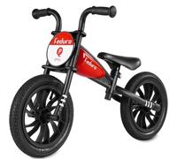 QPLAY Bicicleta sin Pedales Niño 3 Años Feduro Rojo, Bici Equilibrio Infantil 12 Pulgadas, Cuadro Estilo Moto, Ruedas de Aire, Asiento Ajustable, Juguetes Niños 2 y 3 Años (Multicolor)