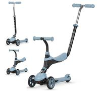 Qplay SEMA Patinete 3 en 1 para Niños, Correpasillos y Patinete Evolutivo, Modo Empuje Parental, Manillar Ajustable, Ruedas de Goma Sin Pinchazos, Freno Trasero, 36-72 Meses (Multicolor)