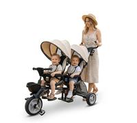 QPlay Triciclo Evolutivo Bebé para Dos | Triciclo para Gemelos o Mellizos, para Bebes Desde 10 Meses hasta los 36 Meses, Paseos en Familia