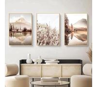 QPLGTU Pintura de arte moderno y estilo bohemio, flor beige de la planta, cartel decorativo natural, fondo para sala de estar, impresión de pared sin marco (A 3,50 x 70 cm)