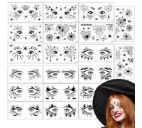 Qpout 10 Hojas de Tatuajes Temporales 3d de TelarañA Y 10 Pares de Pegatinas de Sombra de Ojos Y LáPiz De Ojos, CalcomaníAs de Cuerpo Falso Negro de Horror Para Accesorios de Maquillaje