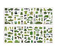 Qpout 10 Hojas de Tatuajes Temporales con Tema Militar, Pegatinas de Tatuaje de Patrón Militar Impermeables para Decoración Casual en Eventos Deportivos