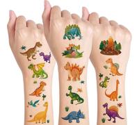 Qpout 10 hojas de tatuajes temporales de dinosaurio para niños, bonitas calcomanías de dinosaurio para fiestas de cumpleaños, recuerdos de carnaval, recompensas de aula para niños y niñas