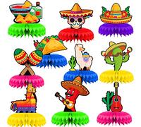 Qpout 10Pcs Mexican Fiesta Honeycomb Centros de mesa Mesa Cinco de Mayo Centro de mesa para carnavales temáticos mexicanos Baby Shower Taco Party Decoración de la fiesta de mesa del