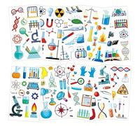 Qpout 10pcs Tatuaje Temporal de la Ciencia para Niños,Pegatinas Divertidas del Laboratorio de la Ciencia,Futuro Educativo Científico Loco Fiesta de Cumpleaños Decoración para Adolescentes