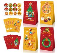 Qpout 12 Pcs Saco Reyes Magos Bolsa de Huellas de los Reyes Magos Etiquetas y Pegatinas de Navidad Regalos de los Reyes Magos Cajas de Regalo Chucherías y Galletas de Navidad