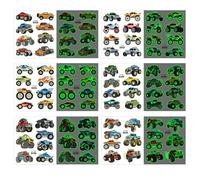Qpout 12pcs Glow In The Dark Monster Truck Tatuajes Temporales Para Niños,Ruedas Luminosas De Camión De Carreras Pegatinas De Tatuajes Falsos Para Niños Fiesta De Cumpleaños Favores Suministros