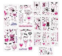 Qpout 14 Hojas Y2k Tatuajes Temporales Realistas, Impermeable Sexy Barriga Busto Cintura Cintura Espalda Tatuajes de Arte Corporal Falso Pegatinas Para Mujeres Chicas Despedida de Soltera