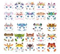 Qpout 24 Sheets Tatuajes Temporales, Linda Pintura Facial de Animales Maquillaje Pegatinas de Tatuajes Para NiñAs, NiñOs, Decoraciones de CumpleañOs, Animales, Bolsas de Fiesta