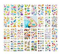 Qpout 30 Hojas Tatuajes Temporales para Niños, coche de dinosaurio, espacio exterior, pegatinas de tatuaje impermeables, regalo de fiesta de cumpleaños para niños, relleno de bolsa