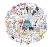 Qpout 50 pegatinas de boda para planificación de invitados, álbumes de recortes, pegatinas de amor para adultos, accesorios, diario, recuerdo de fiesta de boda, tarjetas de felicitación, decoraciones