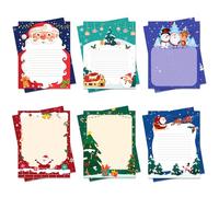 Qpout 60 hojas Papel de carta navideño de 8,5 x 11 pulgadas, 6 estilos de papel de carta navideño, papel de escritura navideño para fiestas de invierno vacaciones de Año Nuevo saludos invitaciones
