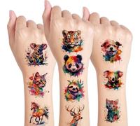 Qpout 60 tatuajes de agua para niños, tatuajes temporales de animales para brazo y hombro, pegatinas para niños y niñas