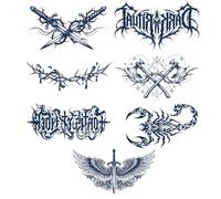 Qpout 7 Hojas Tatuajes Semipermanentes para Adultos Hombres Grandes Y Realistas de La Tribu Cool Tatuajes Temporales de Arte Corporal Pegatinas de Tatuajes Azul Oscuro Impermeables