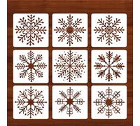 Qpout 9 PCS Plantillas grandes de copo de nieve, plantilla de copo de nieve de Navidad de 7,8 x 7,8 pulgadas para pintar, plantilla de copo de nieve reutilizable para pintar en madera/paredes/ventana