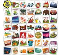 Qpout 96pcs Tatuajes Temporales De Camping,Pegatinas De Tatuajes Falsos Divertidos Con Tema De Campamento Para Una Fiesta De Cumpleaños Feliz Campista,Fiesta De Camping Favores Suministros