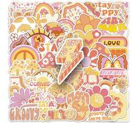 Qpout Pegatinas Hippie Groovy Boho Peace Love Pegatinas Vinilo Impermeable Groovy Rainbow Daisy Flower Calcomanías Retro 60s 70s Pegatinas