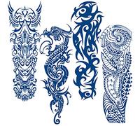 Qpout Tatuajes temporales semipermanentes para Hombres y Mujeres, 1-2 semanas de Larga duración, Manga Completa para el Brazo, Tatuaje Falso, tótem Tribal, Tatuajes realistas Impermeables