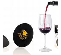 Qpractiko | Disco antigoteo para Vino | Pack 5 Unidades, Aluminio Negro, pequeño | Libre de BPA, fácil de Usar y Limpiar, Reutilizable | Sirve sin goteos ni Manchas