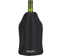 Qpractiko | Enfriador de vino y cava | Nylon negro, 23x15,5x2CM | Gel enfriador, diseño antideslizante, reutilizable | Mantiene la temperatura sin hielo