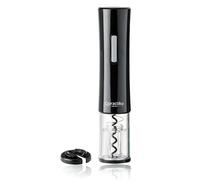 Qpractiko - Sacacorchos Eléctrico a Pilas | Extrae Corcho Fácilmente | Hasta 40 Botellas | Incluye Corta Cápsulas | Plástico ABS y Acero Inoxidable, Negro, Plástico