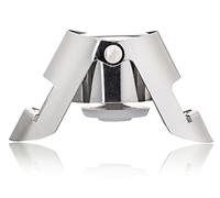 Qpractiko | Tapón de cava | Acero aleado, plata, cierre de silicona | Mecanismo de agarre con alas, fijación segura, diseño elegante | Preserva burbujas y sabor