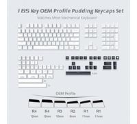 QPSJXN 165 Capas de Teclas de Perfil OEM de Doble Tiro Azul Gris Azul para teclados mecánicos con interruptores MX de retroiluminación RGB(165 OEM White-EN)