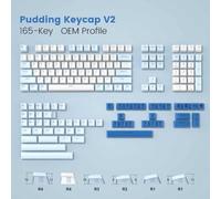 QPSJXN 165 Capas de Teclas de Perfil OEM de Doble Tiro Azul Gris Azul para teclados mecánicos con interruptores MX de retroiluminación RGB(165 OEM Blue-EN)