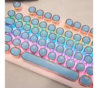 QPSJXN Bajas de bajo Perfil de Corea KeyCaps 104 Capas PBT Redondas universales compatibles con teclados mecánicos MX retroiluminados(Korean Blue 104)