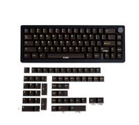 QPSJXN Capas de Teclas de Doble Toma translúcida 121 Compatible con teclados mecánicos RK61 87 100 61 64 68 75 84 87 104(Black Gold-120keys)