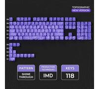 QPSJXN IMD-Tech 61/84/118 Topográfico KeyCap Set OEM Perfil Profile Shine-Through Design Accesorios de Teclado(Purple 118 Keys)