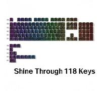 QPSJXN IMD-Tech 61/84/118 Topográfico KeyCap Set OEM Perfil Profile Shine-Through Design Accesorios de Teclado(Black 118 Keys)