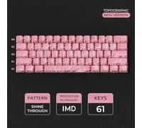 QPSJXN IMD-Tech 61/84/118 Topográfico KeyCap Set OEM Perfil Profile Shine-Through Design Accesorios de Teclado(Pink 61 Keys)