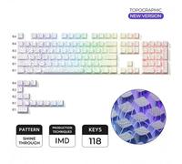 QPSJXN IMD-Tech 61/84/118 Topográfico KeyCap Set OEM Perfil Profile Shine-Through Design Accesorios de Teclado(White 118 Keys)
