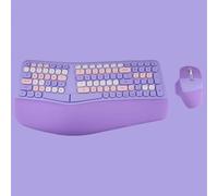 QPSJXN MOFII 2.4G El Teclado ergonómico inalámbrico y el Mouse establecen teclados Coloridos y el Mouse Compatible con los Sistemas de Windows(Purple)