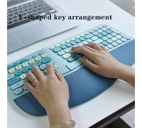 QPSJXN MOFII 2.4G El Teclado ergonómico inalámbrico y el Mouse establecen teclados Coloridos y el Mouse Compatible con los Sistemas de Windows(Blue)