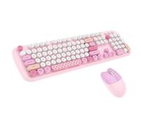 QPSJXN MOFII Combo de Teclado y Mouse inalámbrico MOFII 2.4GHz para Uso multimensivo con Cuaderno portátil y PC(Pink)