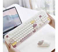 QPSJXN MOFII Combo de Teclado y Mouse inalámbrico MOFII 2.4GHz para Uso multimensivo con Cuaderno portátil y PC(White)