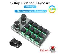 QPSJXN Teclado mecánico Compacto de 12 Teclas con macros programables de diseño Totalmente Contable y retroiluminación RGB(K12-RGB-Black)