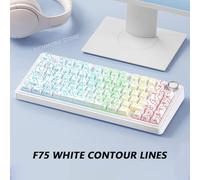 QPSJXN Tri-Mode Hot Swap RGB retroiluminado Teclado mecánico F75 Accesorios de Juegos de crecientes reapuperes compatibles con Varios Dispositivos(White Contour Lines)