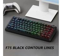 QPSJXN Tri-Mode Hot Swap RGB retroiluminado Teclado mecánico F75 Accesorios de Juegos de crecientes reapuperes compatibles con Varios Dispositivos(Black Contour Lines)