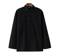 QPZK Conjunto de Arte marcial de Uniforme de algodón Tai chi, Traje de Sabor Unisex Ropa Tradicional Tradicional Ropa Kung fu metitación Uniforme de Ejercicio transpirabl Black-L