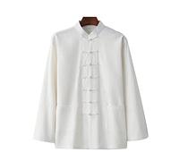 QPZK Conjunto de Arte marcial de Uniforme de algodón Tai chi, Traje de Sabor Unisex Ropa Tradicional Tradicional Ropa Kung fu metitación Uniforme de Ejercicio transpirabl White-3XL