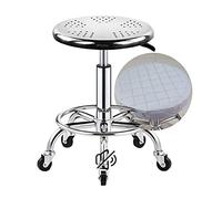 QPZK Taburete giratorio de acero inoxidable resistente con altura ajustable con funda de asiento, carga de 440 libras, taburete de metal con reposapiés para salón, masaje, fábrica, tienda, color gris