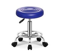 QPZK Taburete redondo de piel sintética con ruedas y acolchado suave para el asiento, taburete giratorio ajustable para salón de masajes con reposapiés, taburete de oficina, taburetes de dibujo